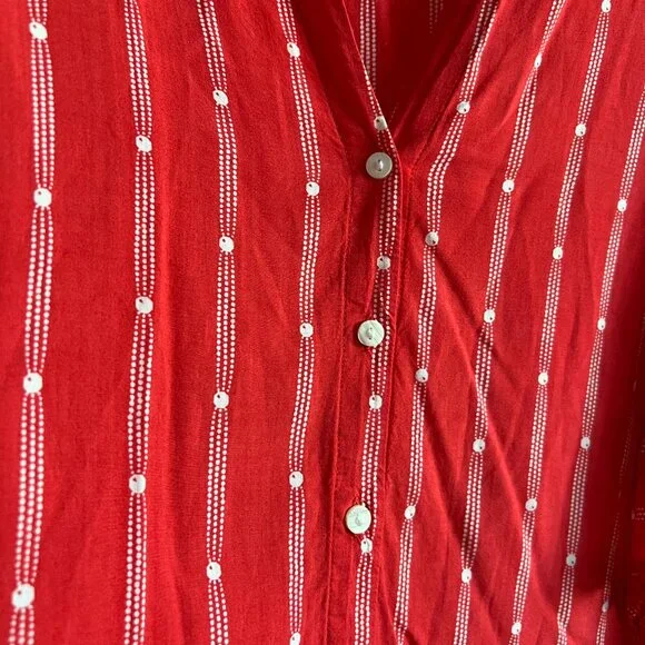 Maeve by Anthropologie Red Ruffle Wide Sleeve Top, Size Medium - Picture 5 of 6